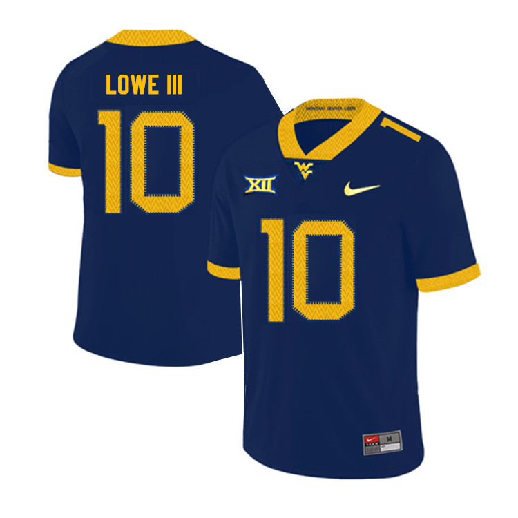 NCAA Men's Trey Lowe III West Virginia Mountaineers Navy #10 Nike Stitched Football College 2019 Authentic Jersey BP23Y17TB